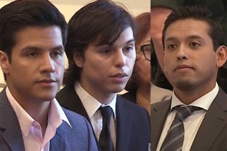 Iván, Luis Alberto y Joao Aguilera de frente en la Corte