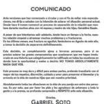 Este es el comunicado difundido por Gabriel Soto en sus redes