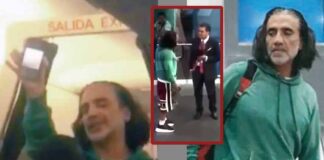 Momentos en que mostró a los pasajeros el video del reciente accidente aéreo y cuando lo bajaron