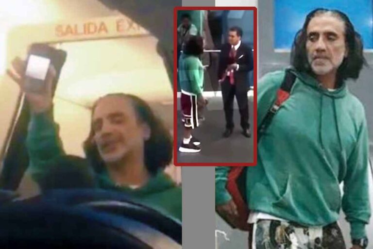 Momentos en que mostró a los pasajeros el video del reciente accidente aéreo y cuando lo bajaron