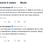 Las disculpas del Potrillo a la aerolínea y a los pasajeros a través de Twitter