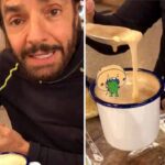 Eugenio y su muy peculiar forma de comenzar el día, con chocolate caliente y queso derretido
