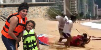Verónica quiso darle a su nieta y terminaron siendo arrastradas por la arena