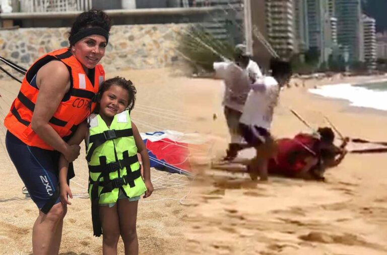 Verónica Castro y su nieta son arrastradas por paracaídas