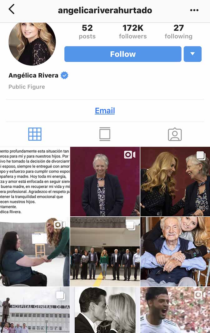 Peña Nieto hace poco posteó este collage de fotos con Angélica