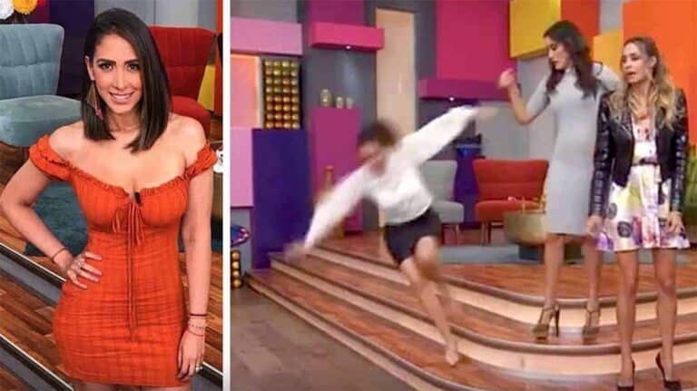 Presentadora sufre aparatosa caída y desmayo al grabar su show