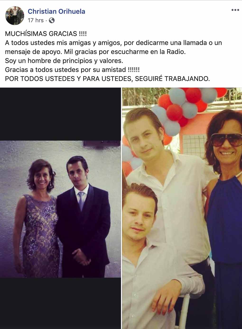 La respuesta de los seguidores de Christian Orihuela fue tal que publicó otra foto con su hermano fallecido pero ahora con su mamá.