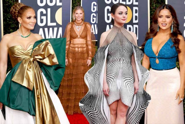 JLo se puso los moños y Salma un escotazo en los Golden Globes