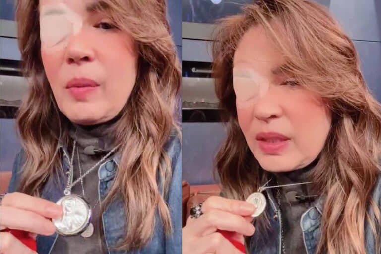 Yolanda Andrade reaparece con parche en el ojo y protección contra brujerías