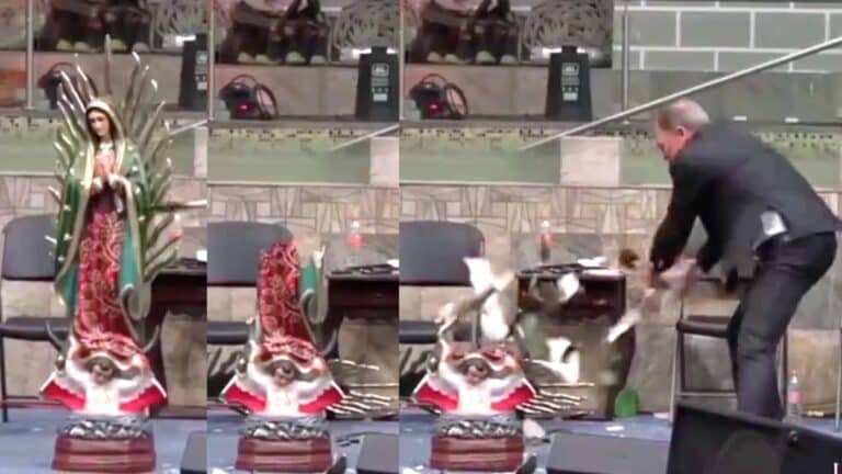Pastor bautista destruye con hacha imagen de la Virgen de Guadalupe