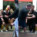 Cuando subía unos escalones para llegar al escenario en una presentación en Brasil, "Kiko" tropieza y es ayudado por varias personas para no caer