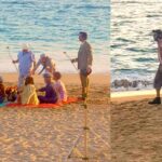 Las imágenes filtradas en las redes sociales muestran la recreación de la escena del capítulo de "El Chavo del 8" de vacaciones en Acapulco, pero con los actores de la bioserie