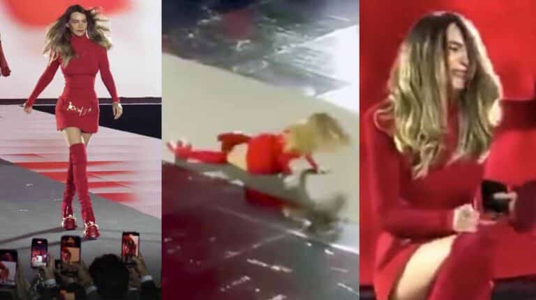 Belinda sufre aparatosa caída en pleno desfile de modas en París