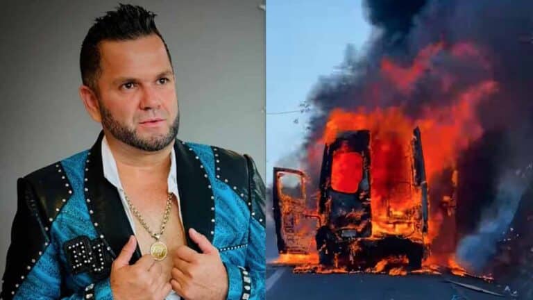Cantante de "El Coco No" se salva de morir: se incendia su camioneta en carretera