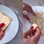 En vez de los tradicionales trozos de tortillas doradas, Michelle usó un paquetito de galletitas de maíz horneadas que compró en el supermercado, como la base para sus chilaquiles