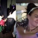 El video de la joven parada sobre la silla de ruedas en la que llegó rápidamente se viralizó, pues no sólo engañó en la entrada, sino que tapaba a la gente que estaba detrás de ella