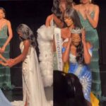 El momento en que se anunció a la ganadora del concurso Tatenda Josephina Rameau, pero por error fue coronada Angélique Francois, quien había quedado como primera finalista