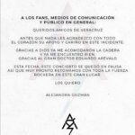 A través de este comunicado la cantante agradeció al médico que le reacomodó la cadera y agradeció la preocupación del público, a quien prometió volver para completar el show que tuve que dejar en pausa